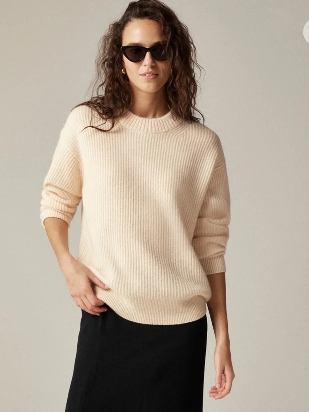 J Crew Ribbed Cashmere Oversized Crewneck Sweater